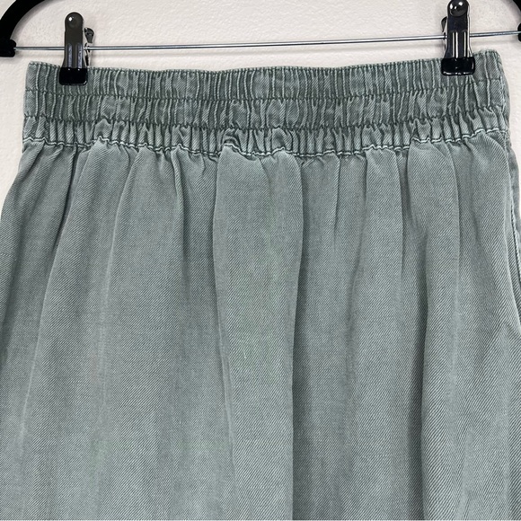 Aerie Washed Olive Green Linen & Lyocell Button Front Mini Skirt Sz S - Picture 11 of 13